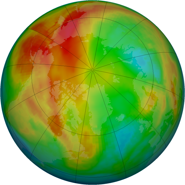 Arctic ozone map for 25 January 1981